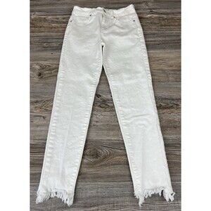 Harper‎ Heritage Jeans Womens Sz 26 High Rise Skinny White Raw Hem Stretch